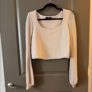 Lulus Best Essence Beige Knit Long Sleeve Sweater Top - Size M